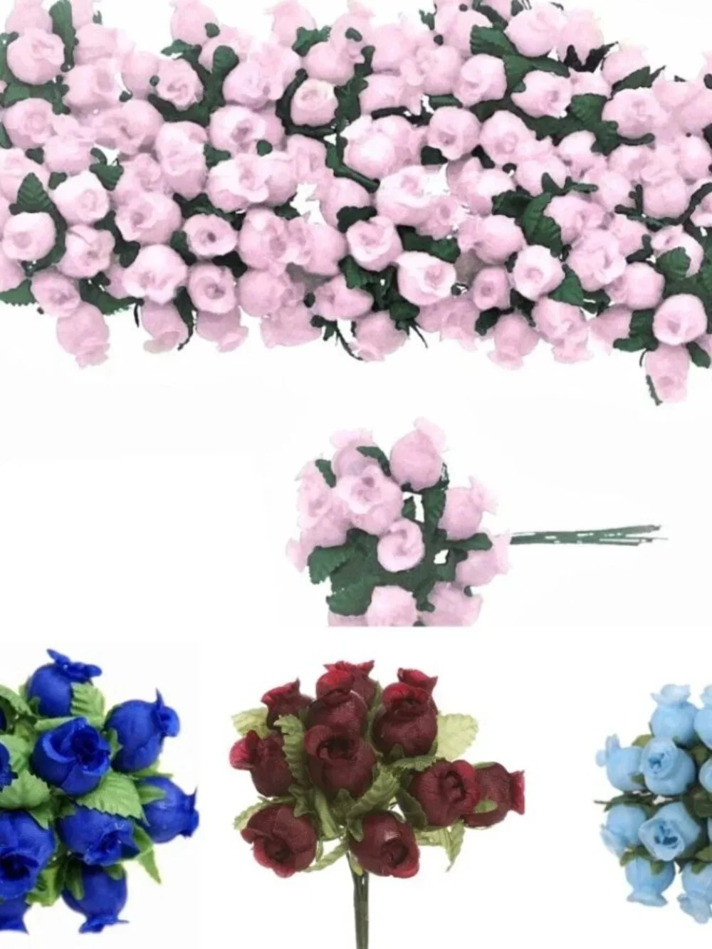 144 Poly Rose Buds Miniature Poly Roses 12 Bunches Favor and Craft Decorating